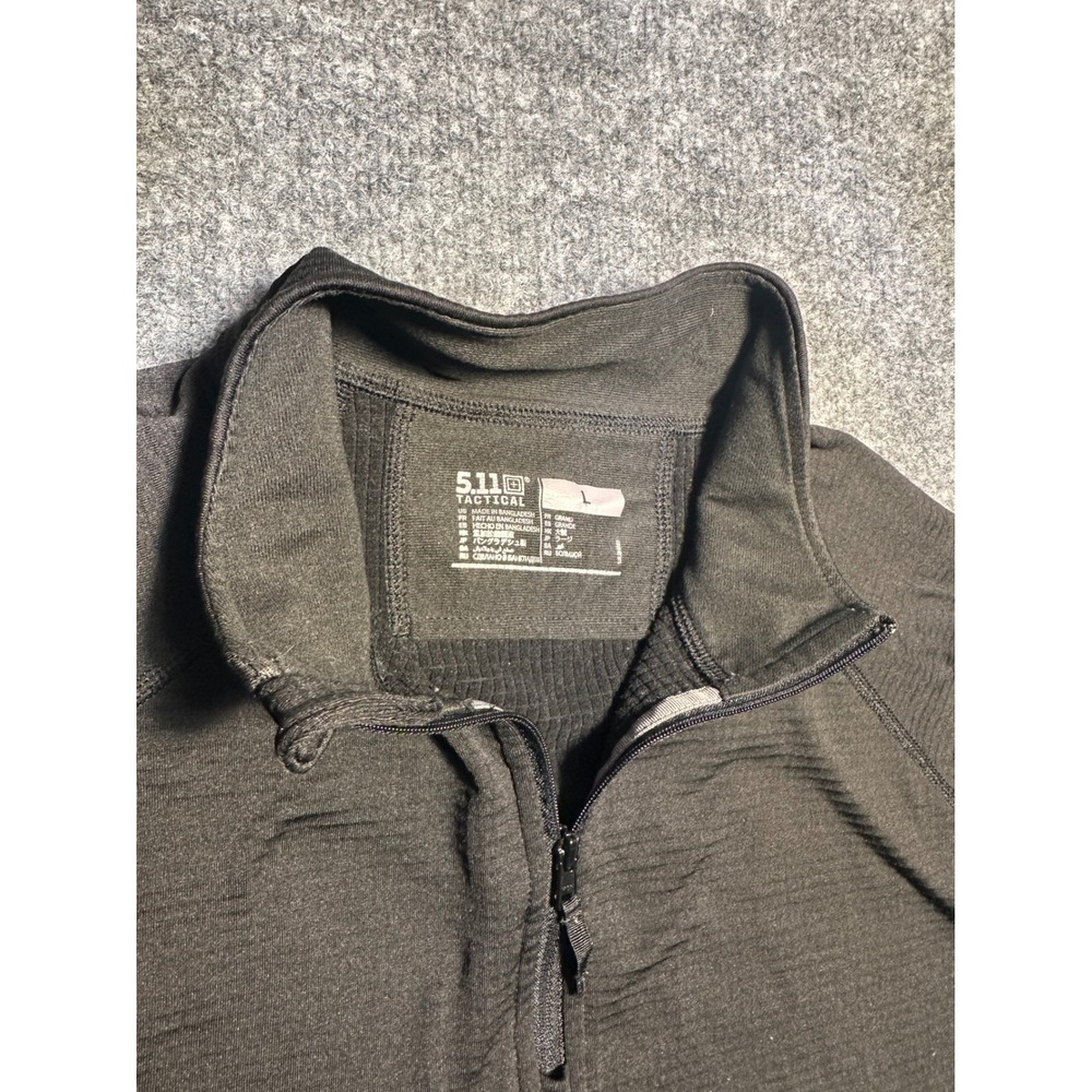 5.11 Tactical Mens Quarter Zip Pullover Black Grid Fleece Training Top Large